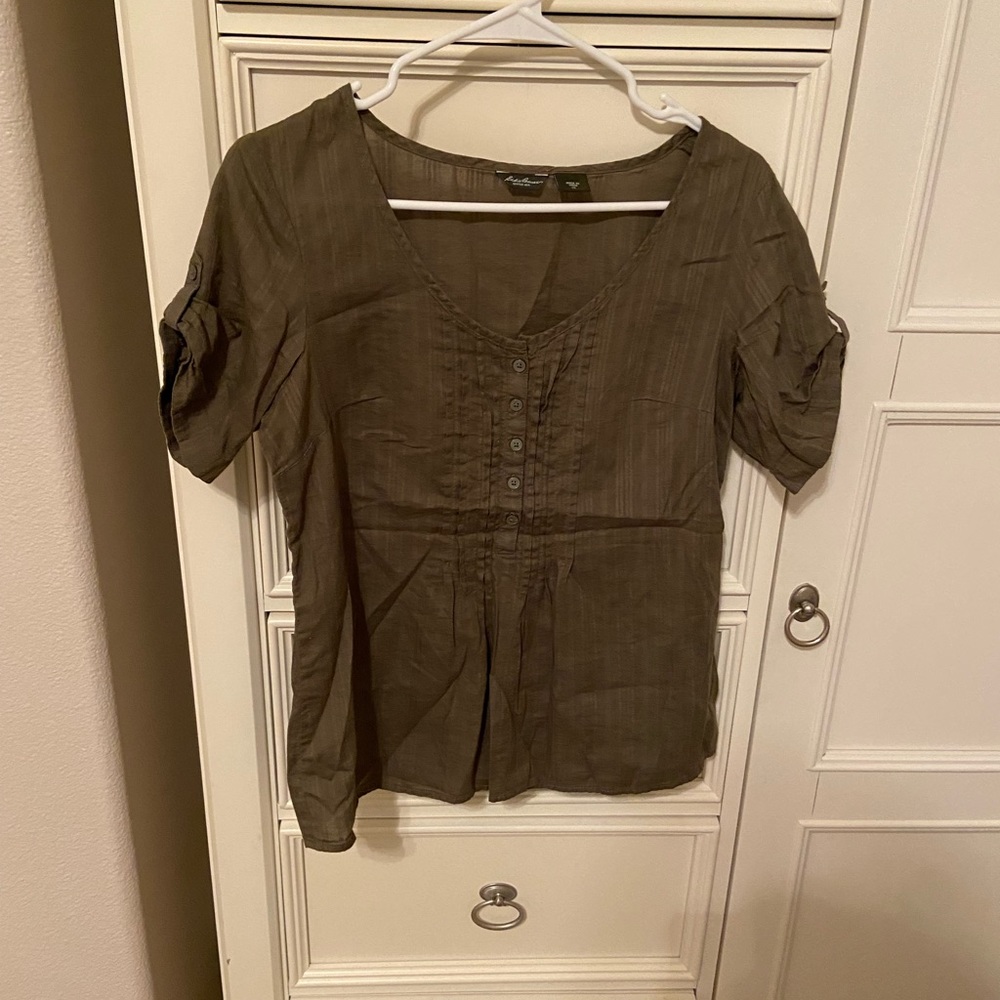 eddie bauer top, xs, green.